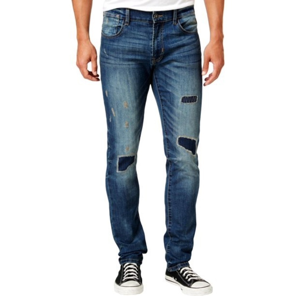 Ring Of Fire Mens Patch Slim Fit Jeans